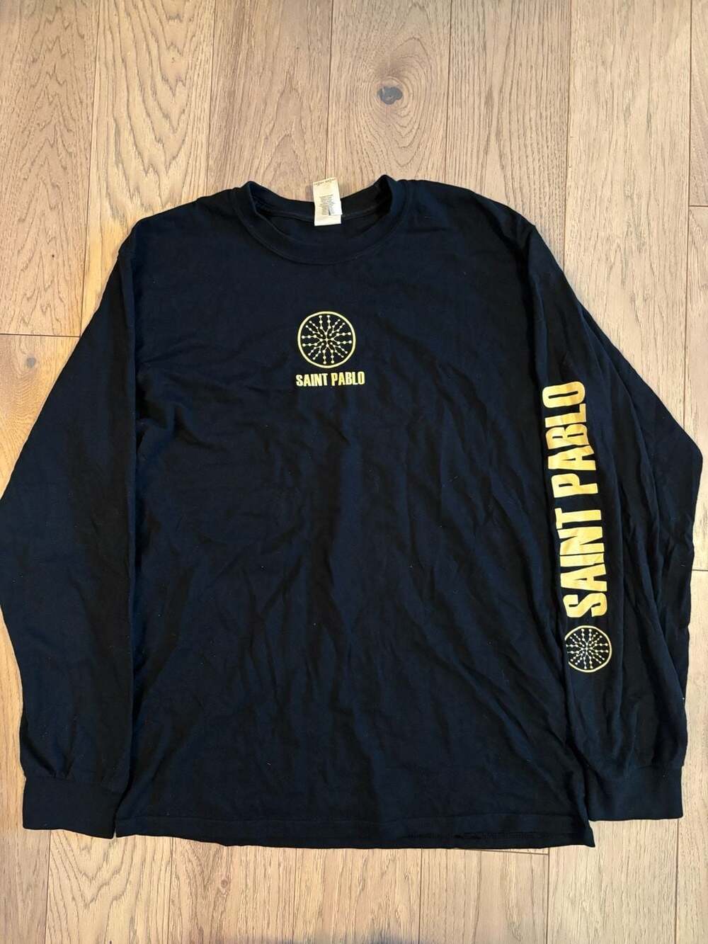 Kanye West Saint Pablo Tour Long Sleeve Shirt Black Gold Size M